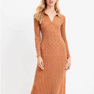 LOFT ribbed sweater polo dress L NWT!